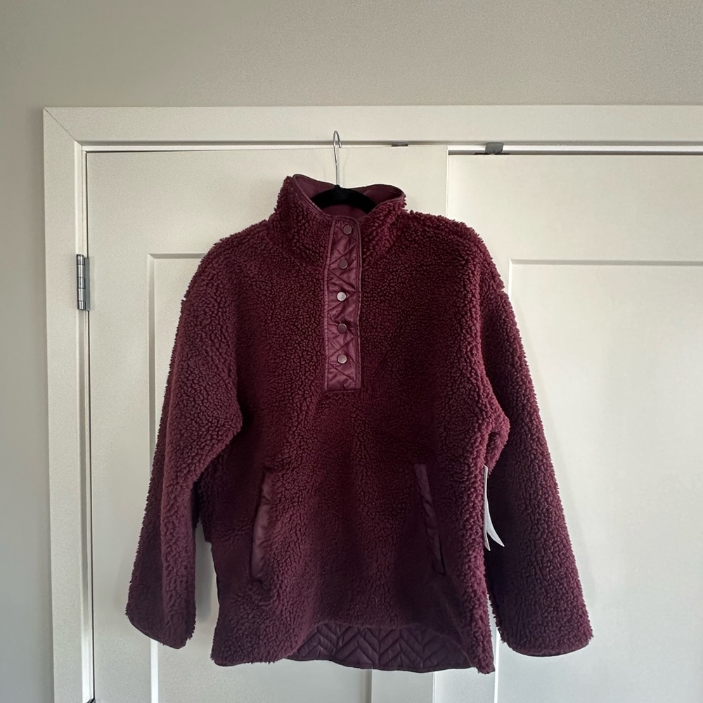 NWT Athleta Cozy Sherpa Snap Sweatshirt